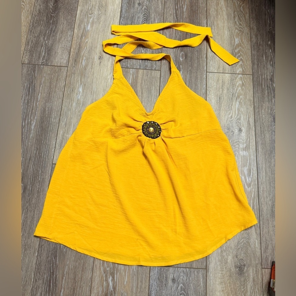#10) Misia Sunflower Yellow Halter Blouse